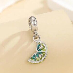 Beautiful Silverplated Colorful Enamel Miniature Lemon charm pendant